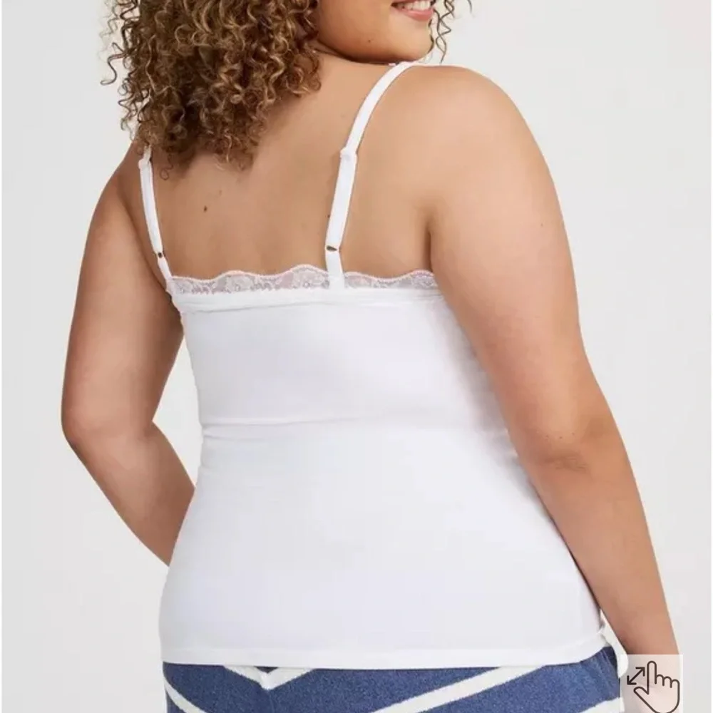 2 torrid White Ribbed Lace-Trim Cami’s - Picture 4 of 8